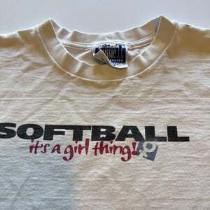 Vintage Big Ball Sports 'Softball Is Life' Graphic T-Shirt Adult L White
